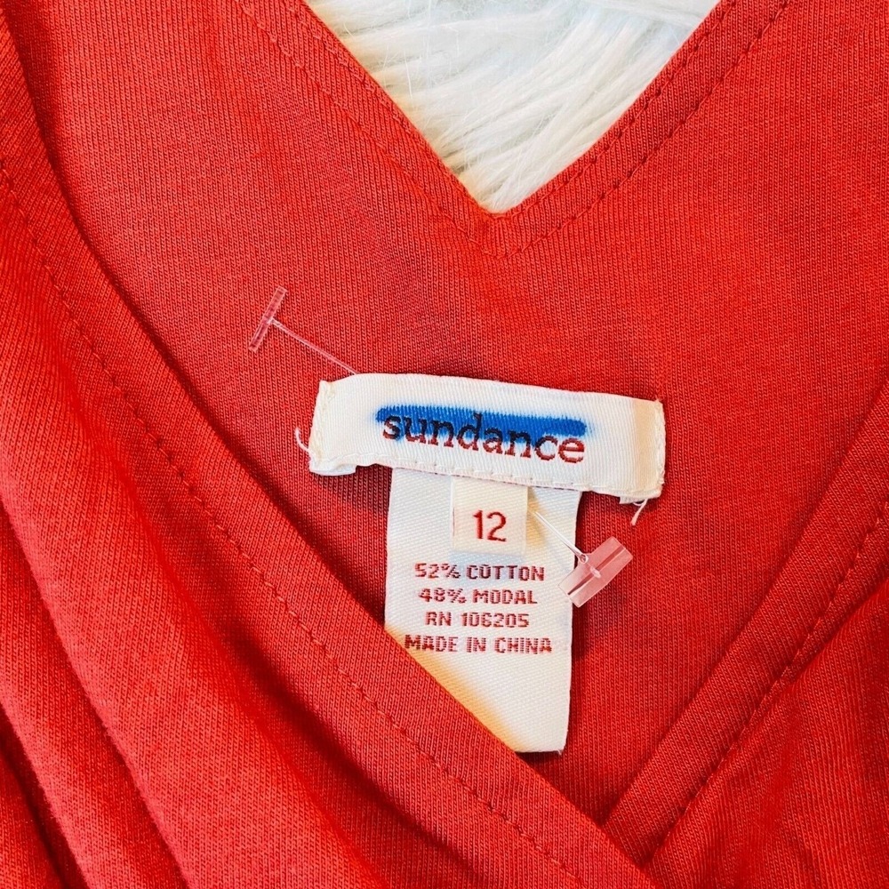 Sundance Dress Womens 12 Midi Burnt Orange Sleeveless VNeck Wrap Front Tank - Picture 7 of 8
